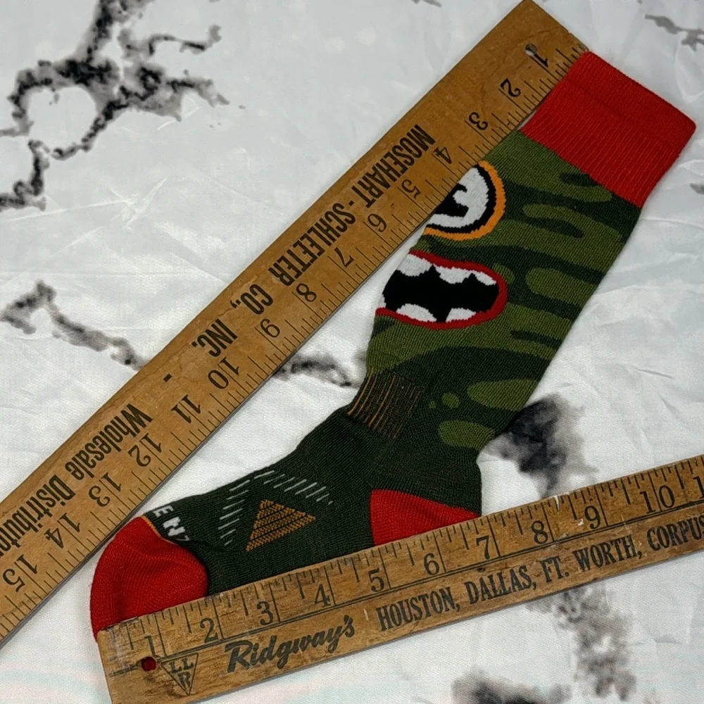 LeBent Monster Party Snow Socks Kid Light Cushion Merino Wool Blend Kombu Green
